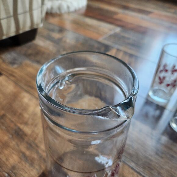 Vtg MCM Covetro Italian Pink Floral Pitcher &Glass Highball Drink Set Gold Trim - Picture 3 of 11